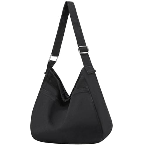 GEMIU Canvas Hobo Crossbody Bag for Women Shoulder Tote Messenger Bag with Adjustable Strap for School Black - Image 1
