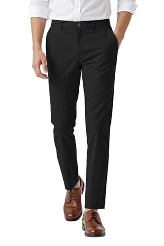 GINGTTO Mens Black Dress Pants Slim Fit Stretch Slacks for Men Business Formal Pants 38x30 - Image 1