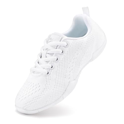 Stelle Cheer Shoes Girls Women White Cheerleading Shoes Breathable Youth Dance Sneakers for Competition Training Tennis(White-Women,10MW) - Image 1