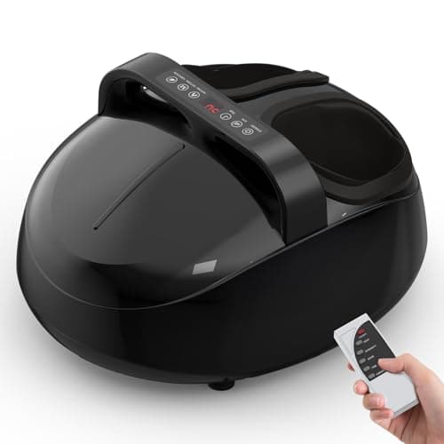 HTM Foot Massager with Heat - Shiatsu Kneading Rolling, 5 Massage Modes with 9 Adjustable Intensity, Fits Up to Size 13, Home Office Relaxation Gift for Women and Man - Image 1