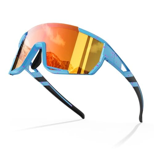 LANSWEE Polarized Sunglasses for Men, Sport Sunglasses Men,UV400 Protection for Running Fishing Driving Baseball Cycling，Blue Colorful/Red - Image 1