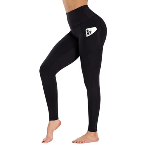 GAYHAY Leggings with Pockets for Women - 19" / 25" Yoga Pants High Waist Tummy Control Compression for Workout Black - Image 1
