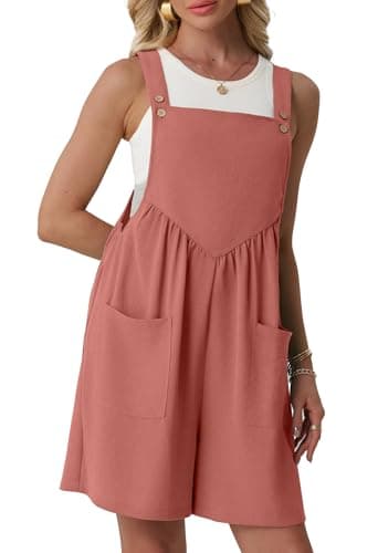 Lepunuo Beach Rompers for Women Sleeveless Summer Jumpsuits Casual Short Overalls with Pockets - Thumbnail 4