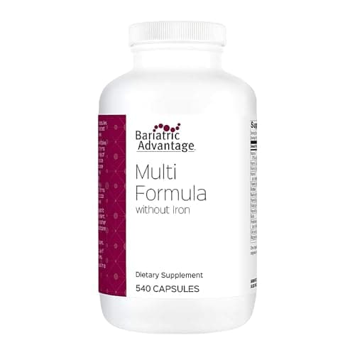 Bariatric Advantage Multi Formula Without Iron, High Potency Daily Multivitamin for Bariatric Surgery Patients with 22 Essential Vitamins and Nutrients - 540 Capsules