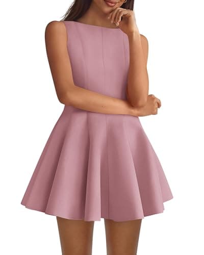 BTFBM Summer Dresses for Women 2026 Elegant Classy Formal A Line Sleeveless Party Cocktail Mini Dress Fashion Clothing(Pink, Large) - Image 1