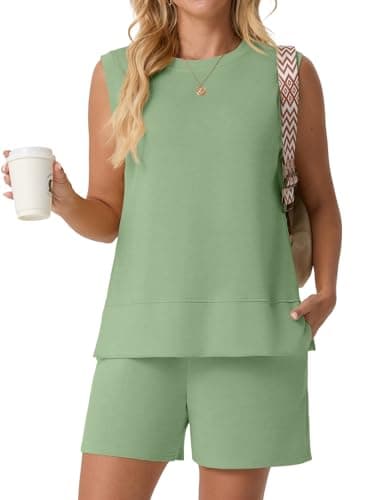 Lepunuo Women's Summer 2 Piece Sets Sleeveless Tank Top Matching Shorts Lounge Set Vacation Travel Tracksuit - Image 1