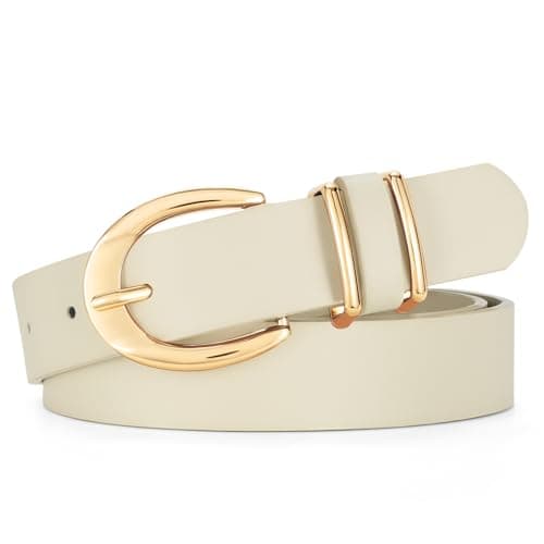 SUOSDEY Women Leather Belts for Jeans Pants Dresses Skinny Leather Belts with Gold Buckle - Image 1