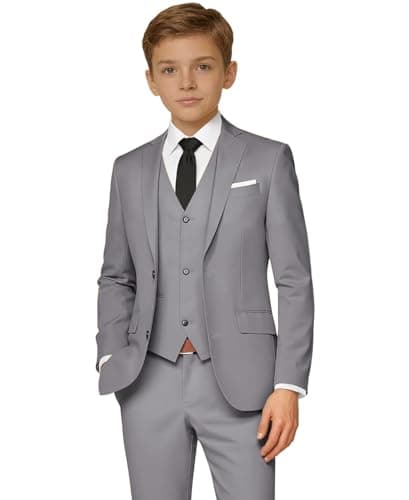 Boys Suit Size 8 Light Grey Kids Wedding Outfit for Toddler Formal Suit Set Easter Oufit Teenage Homecoming with Dress Shirt and Tie - Image 1