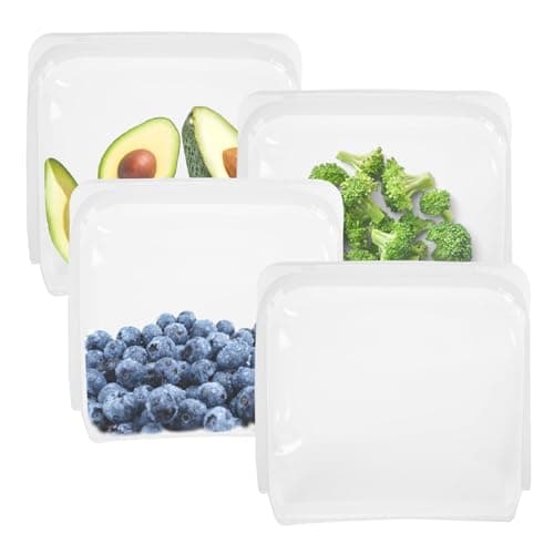 UOEPOWA silicone reusable storage bag, 4-Pack - Leak-Proof, Refrigerator & Microwave Safe, Dishwasher Safe, BPA-Free, Ideal for Lunches, Snacks, and Travel - Image 1