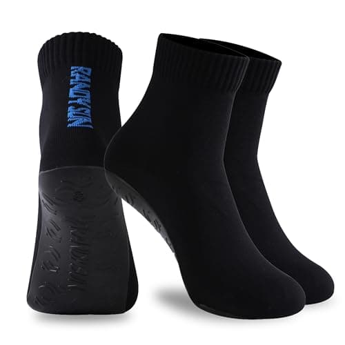 RANDY SUN 2 Pairs Not Waterproof Sand Shoes for Beach Swim Surf Yoga Jogging Aerobics Exercise, Protect Against Hot Sand & Sunburn Unisex Barefoot Quick-Dry Socks(Black Ankle Size 23 - Image 1