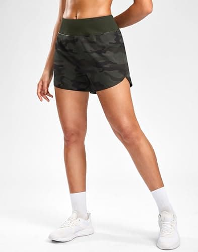 G Gradual Women's Running Shorts with Mesh Liner 3" Workout Athletic Shorts for Women with Phone Pockets(Green Camo,X-Large) - Thumbnail 3