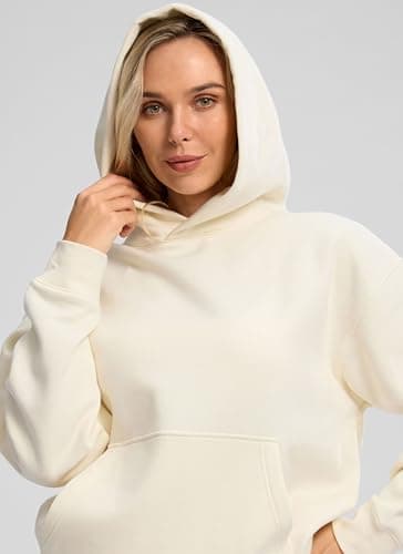 G Gradual Hoodies for Women Oversized Fleece Sweatshirt with Pocket Loose Fit Casual Athletic Workout Pullover, Beige, Small - Thumbnail 4