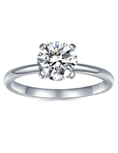 IMOLOVE Moissanite Solitaire Engagement Ring for Women, Women's Engagement Rings Moissanite Promise Rings 1.5CT D Color VVS1 Clarity Wedding band 925 Sterling Silver with 18K Gold Plated-60-1.5CT - Image 1