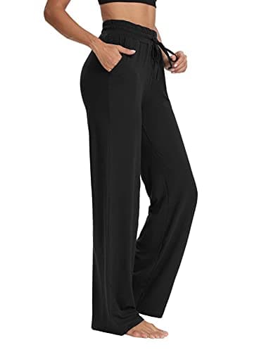 Naimula Womens Yoga Pants High Waist Wide Leg Casual Workout Lounge Pajamas Loose Pants with Pockets - Image 1