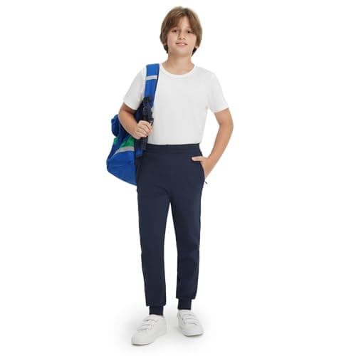 M MAELREG Boys Athletic Pants Breathable Flex Stretch Athletic Kids Moisture-Wicking Comfy Sweatpants for Boys Navy - Thumbnail 6