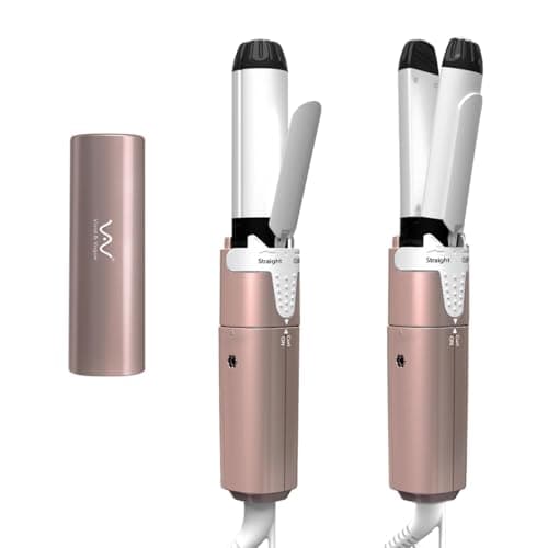 VAV Mini 2 in 1 Curling Iron and Hair Straightener - Dual Voltage Travel Size,1 Inch Ceramic Curling Wand for Short Hair,Bangs,Curls,Portable Hair Iron