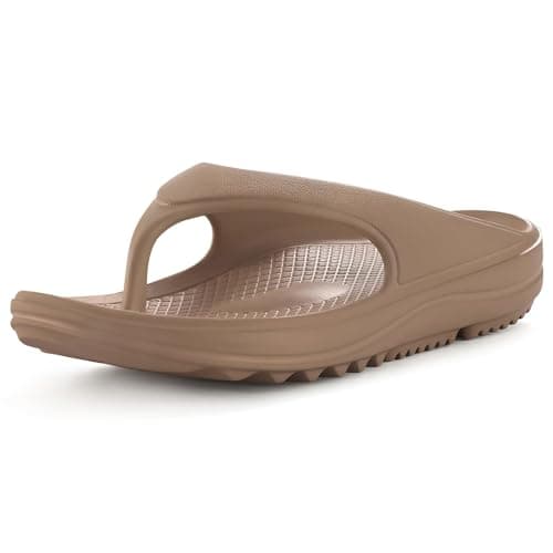 shevalues Orthopedic Sandals for Women Arch Support Recovery Flip Flops Pillow Soft Summer Beach Shoes, Khaki 42 (11-11.5 Women/9.5-10 Men) - Image 1