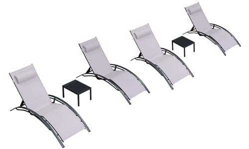 PURPLE LEAF Patio Chaise Lounge Chair Set with 2 Side Table Outdoor Pool Adjustable Recliner Chairs for Outside Beach Poolside Sunbathing Tanning Lounger - Image 1