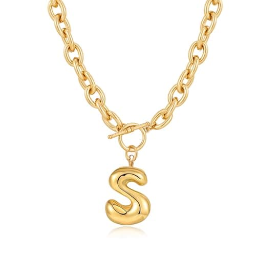MIJENITI Letter Necklace for Women - Initial Necklace for Women, Gold Letter S Jewelry Statement Jewelry - Image 1