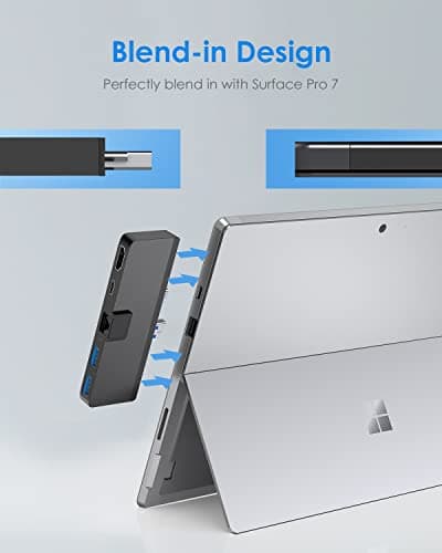 LENTION Surface Pro Dock, 5-in-1 Surface Pro 7 Hub, 4K@60Hz USBC to HDMI Hub, USB C to Gigabit Ethernet Hub, 2 x USB 3.0 Hub, PD 60W Type C Charging Port Hub(CS35, Black) - Thumbnail 5