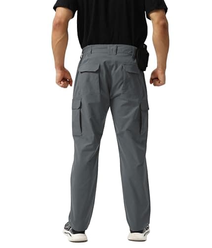 NATUVENIX Tactical Pants for Men, Ripstop Lightweight Cargo Work Pants for Men Water Resistant Mens Hiking Pants Outdoor Grey - Thumbnail 2
