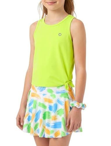 PATPAT Girls Skirt Sets Quick Dry Workout Outfits Lightweight Tank Tops & Flowy Skort Athletic Sets for Tennis Light Green 12-13 Years - Image 1
