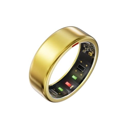 POBOVi Ring OnePlus - Ultra-Thin Titanium Smart Ring - 7 Days Battery Life - Fitness/SPO₂/Stress/HR/Sleep Skin Temperature Tracker - No App Fee - iOS&Android Compatible (Gold,Size 9) - Image 1