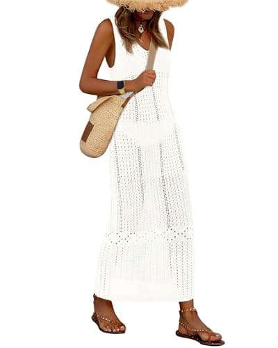 BTFBM Crochet Swimsuit Coverup for Women Summer Outfits Spring 2026 Swimwear Bathing Suit Cover Up Beach Vacation Clothes(White, Small) - Image 1