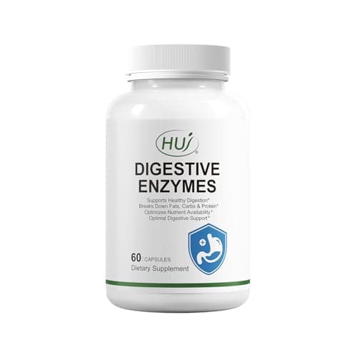 HUJ Digestive Enzymes Supplement - Includes a Combination of Complex Enzymes and Betaine HCl - Supports Normal Digestion & Nutrient Absorption- 60 Capsules - Image 1