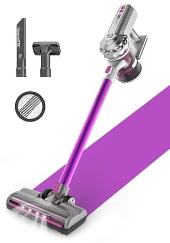 ROOMIE TEC R3 Cordless Stick Vacuum Cleaner, Fadeless Suction Power for Floor and Carpet, Up to 43 Min Powerful Battery, Bagless, Large Capacity, Extra Wide Roller, LED Headlights, and HEPA Filtration - Image 1