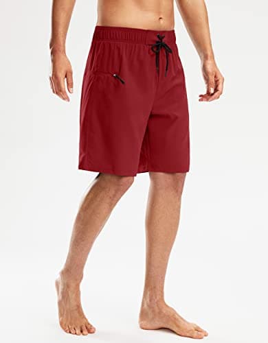 Pinkbomb Men's Swim Trunks with Compression Liner 9 Inch Quick Dry Swimsuit Swimming Swim Board Shorts for Men with Pockets (Red, XL) - Thumbnail 2