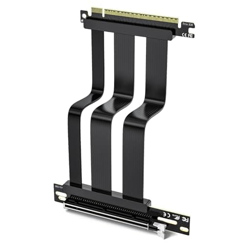 linkbolt PCIe 5.0 Riser Cable | RTX5090 RTX4090 RX9070 RX7900 GPU Ready | 90 Degree Right Angle for Vertical GPU Mount| Flexible PVC Gpu Riser Cable 180mm Black - Image 1