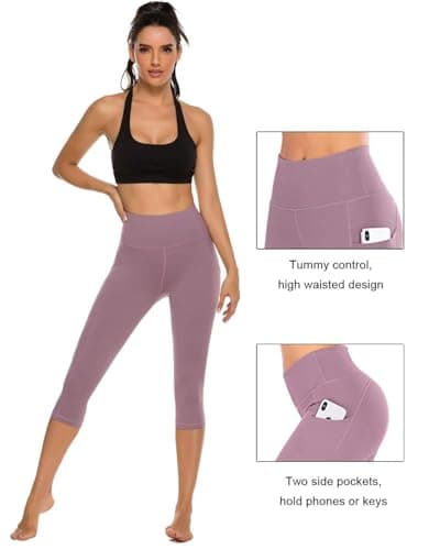 Stelle Womens High Waisted Legging Yoga Pants with Pockets for Workout(Dusty Lavender,3XL) - Thumbnail 5
