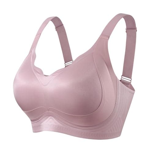 SHIJIALI Jelly Bras for Women Plus Size Supportive Seamless Bralettes Comfortable Full Coverage Push Up Wireless Tshirt Bra Light Pink - Image 1