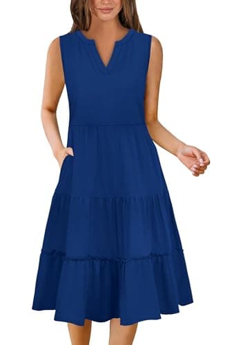 Summer Dresses for Women 2026 Wedding Guest Formal Prom Cocktail Mother of Bride Boho Maxi Midi Maternity Sun Dress Sundresses Elegant Classy Casual Beach Vacation Clothes Travel Cruise Outfits Blue L - Thumbnail 2