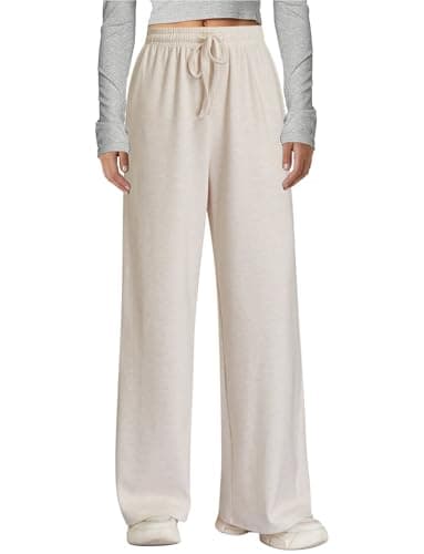 Arolina Cozy Lounge Pants for Women Fall Soft Sweat Pants Mid-Weight Elastic Waistband Pajama Oatmeal Pants with Pockets - Image 1
