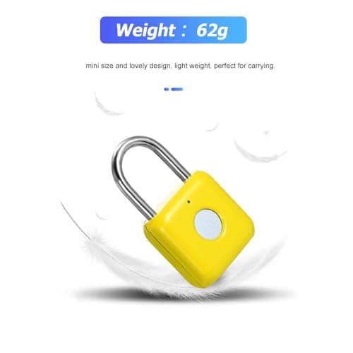 Fingerprint Padlock eLinkSmart Gym Locker Lock with Phone App iOS Watch Metal Keyless Combination Locks for School Sports Locker Hasp Storage Backpack Suitcase Yellow - Thumbnail 6