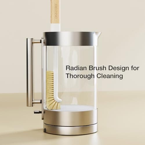 Cleaning Brush, Diveotree Hard Bristle Brush for Deep Cleaning Grout, Sink, Cup, Teapot, Bottle, Blender, Multi-Purpose Brush wih Long Handle for Kitchen (White-2Pack) - Thumbnail 3