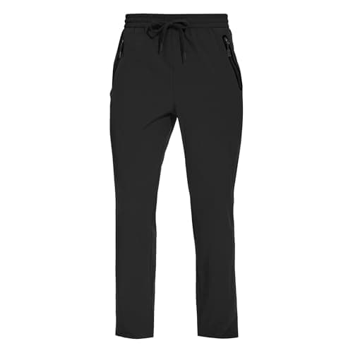 MOURCE Mens Quick-Dry Workout Pants - Men's Lightweight Glide Pants for Hiking, Black 2XL - Image 1