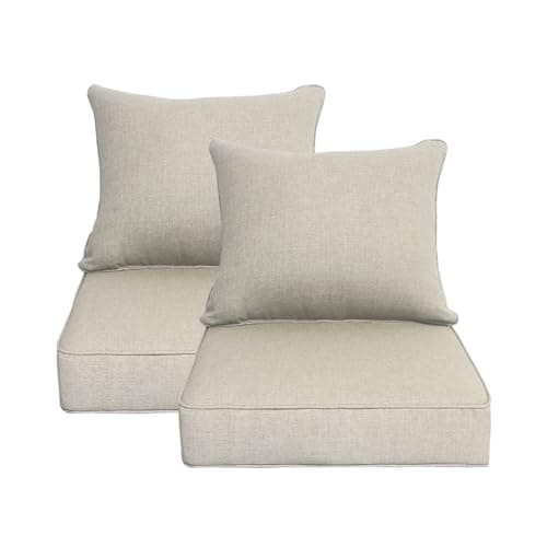 Garden lucky Outdoor 22"x24" Deep Seat Patio Cushion Set of 2, Outdoor Chair Cushions with Water-Resistant UV Resistant Weather Resistant Sectional Sofa Pad and Removable Covers,Riverbed - Image 1