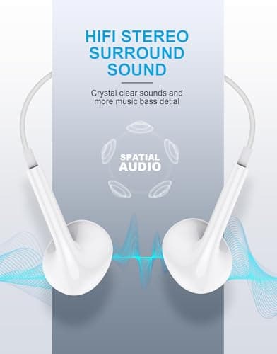 [2 Pack] for Apple Wired Earbuds, 3.5mm Headphones with Microphone 90 Degree Design Clear Call HiFi Stereo Volume Control Earphones for PC Laptop Radio Kindle - Thumbnail 3
