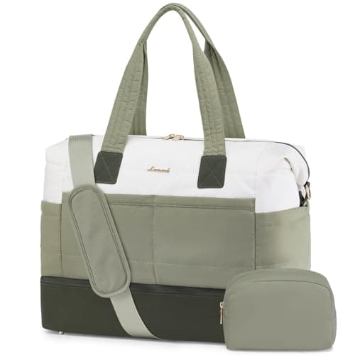 LOVEVOOK Travel Duffle Bag - Puffer Weekender Bags For Women with Shoe Compartment,40L Carry On Overnight Duffel Bags For Airplanes,Hospital Bag for Labor and Delivery,2Pcs - Image 1