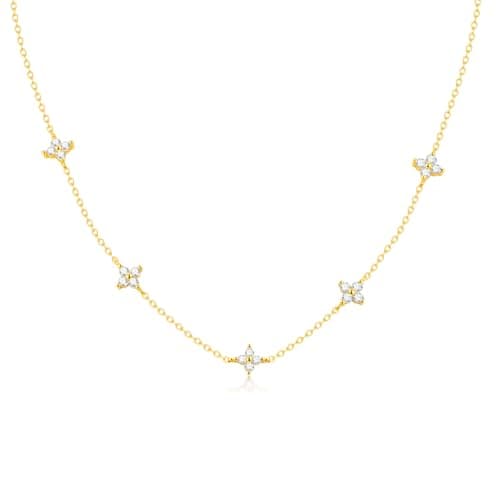 KSF Gold Choker Necklace for Women - 18K Gold Plated Dainty Necklaces for Women Trendy, Cute Heart Flower Butterfly Beaded Cubic Zirconia Choker, Stainless Steel Necklace Jewelry Gift Non Tarnish - Image 1