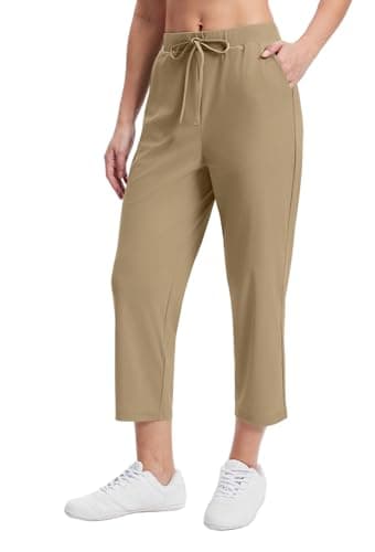 Alaroo Rexley Women's Pants 7/8 Stretch Ankle High Waisted Pants Work Business Casual Travel Sweatpants with Pockets 2026 Beige M