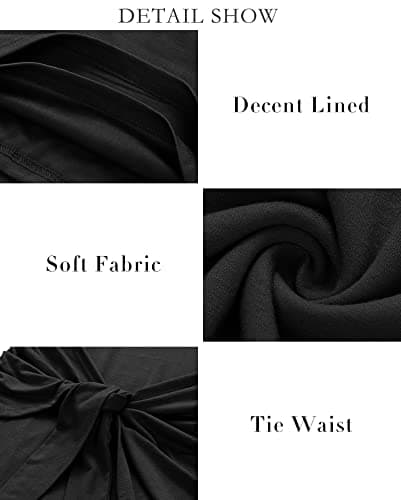 BTFBM Women 2026 Spring Casual Short Sleeve Ruched Bodycon Tank T Shirt Dress Tie Waist Sun Beach Summer Mini Dresses(Short Sleeve Black, Large) - Thumbnail 6