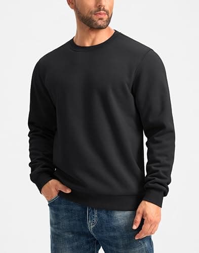 G Gradual Sherpa Lined Sweatshirts for Men Fleece Crewneck Sweatshirt Pullover Warm Shirts for Winter, Black, 3X-Large - Thumbnail 2