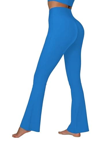 Sunzel Sunzfly Invisible Butt Scrunch Flare Leggings for Women, Mini Flared Yoga Pants with Tummy Control and High Waist 30" Classic Blue X-Small - Image 1
