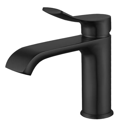 BELZ Black Bathroom Faucet 1 Hole, Modern Vanity Faucet for Bathroom Sink, Lead-Free Single Handle Basin Faucet with Pop-up Drain - Image 1