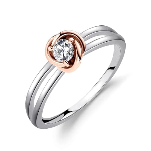 Fimewon Travel Engagement Rings for Women Dainty Promise Rings Two Tone Rose Band Girlfriend Gifts Size 9 - Image 1