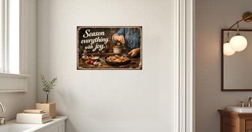 Season Everything With Joy Tin Sign Vintage Kitchen Wall Decor Rustic Cooking Quote Metal Poster Farmhouse Culinary Art 8x12 Inch Retro Food Lover Gift Home Restaurant Cafe Bar Wall Display - Thumbnail 4